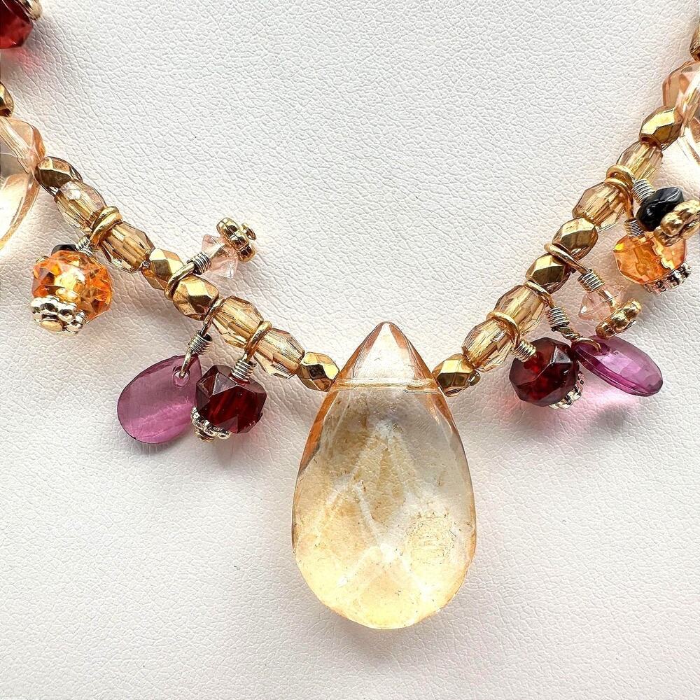 Vintage 90s Cookie Lee Glass Beaded Necklace Gold Tone Women's Classic Jewelry